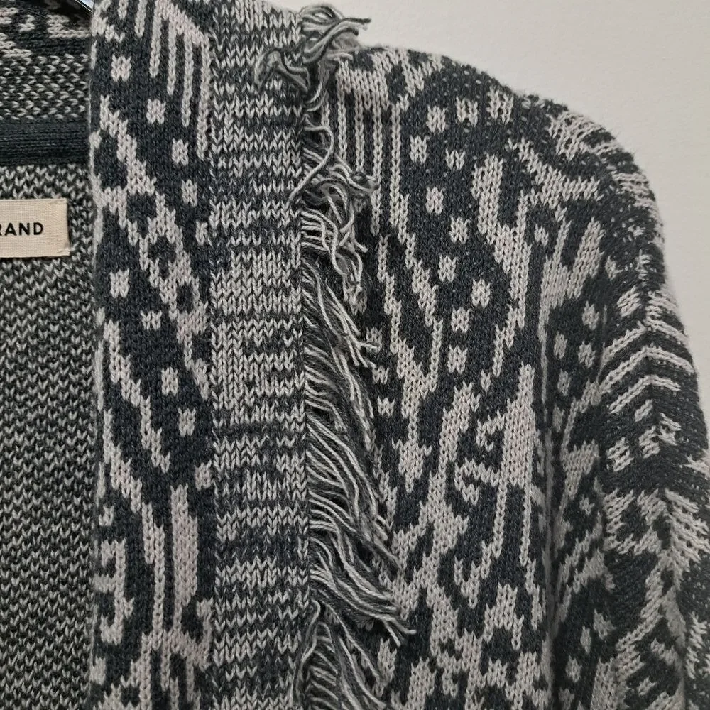 Lucky Brand Shawl Collar Western Boho Open Front Cardigan Small Gray Multi NWT